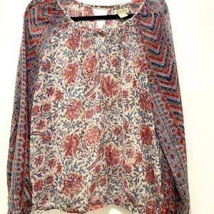Bojo “Lucky Brand” Sheer Floral Blouse - size medium